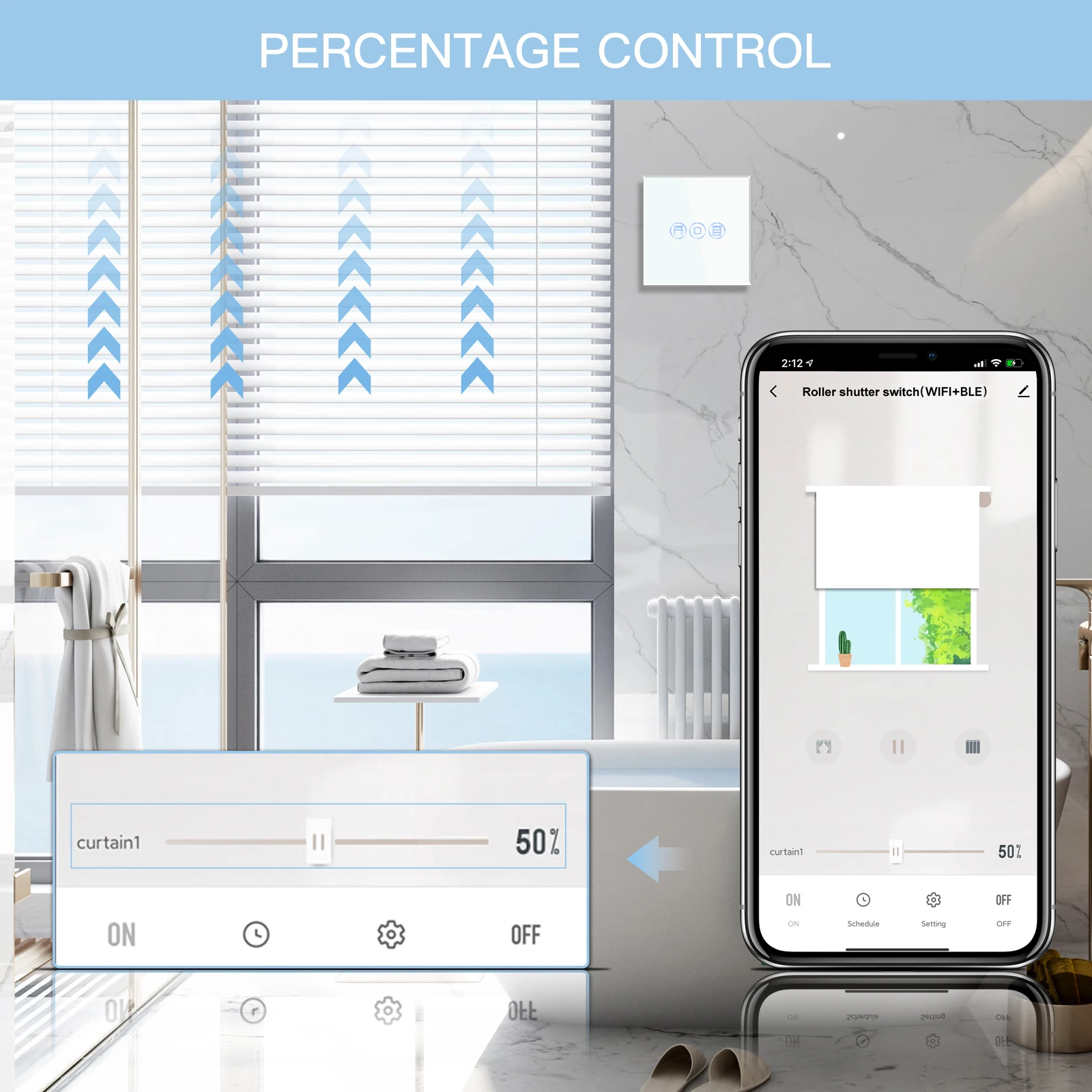 Bseed EU 표준 Tuya Wifi 블라인드 스위치 무선 스마트 롤러 셔터 스위치 스마트 라이프 Google Assistant Alexa 음성 제어