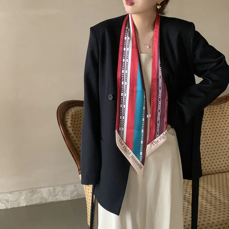 

145cm*13cm New Fashion Spring Autumn Oblique Angle Large Ribbon Small Scarf Elegant Graceful Silk Scarf women skinny Scarf