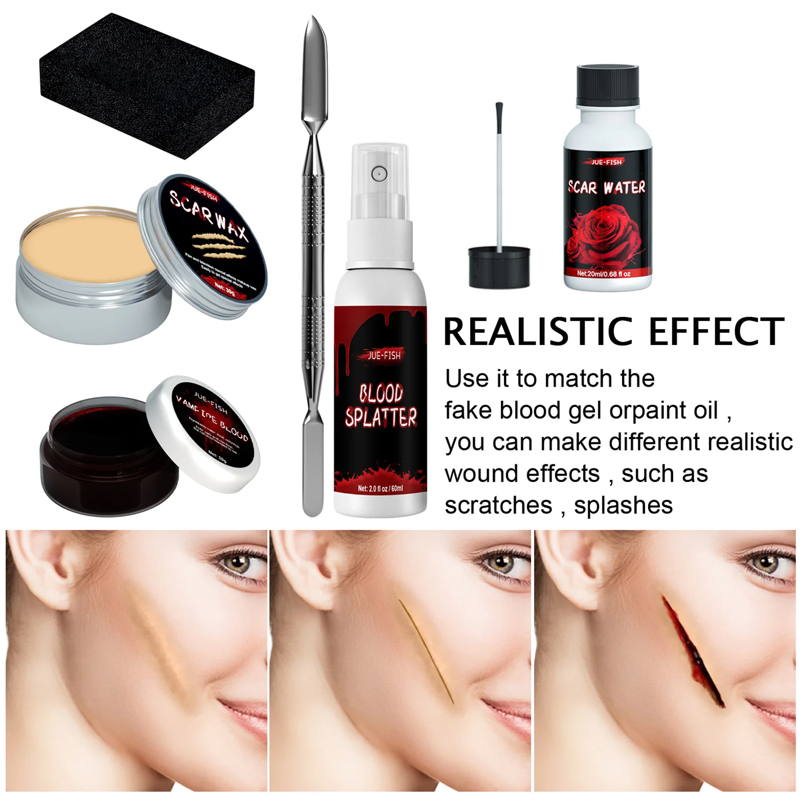 Halloween Fake Scar Makeup Kit - Horror Cosplay Skin Wax  Plasma Tool