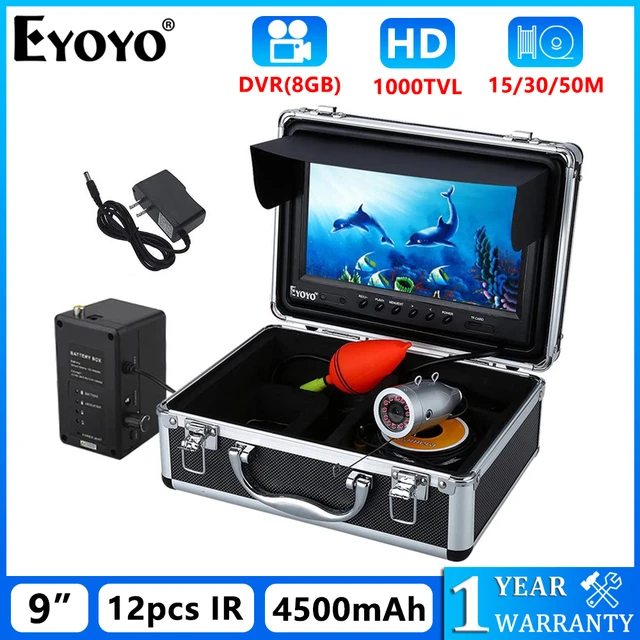 Eyoyo 9 Inch LCD Monitor Underwater Ice Fishing Fish Finder With 8GB Video  Recording Waterproof 1000TVL Camera 12pcs IR Lights - AliExpress