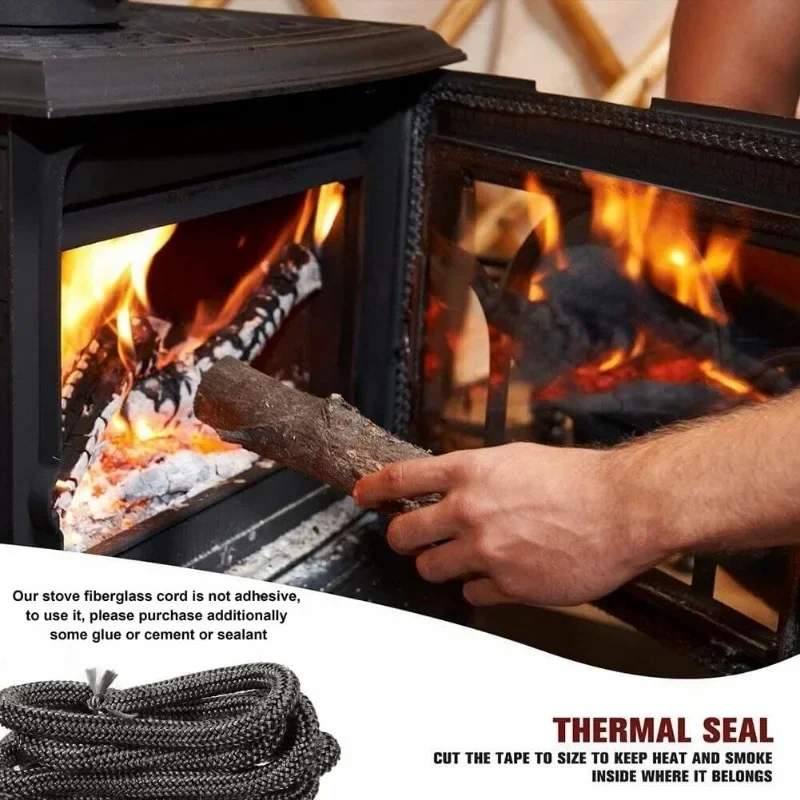 Gasket Rope Seal Heat Resistance Fiberglass Gasket Replacement for Wood Stoves and Fireplaces Chimneys Boiler Home Accessories stove rope seal