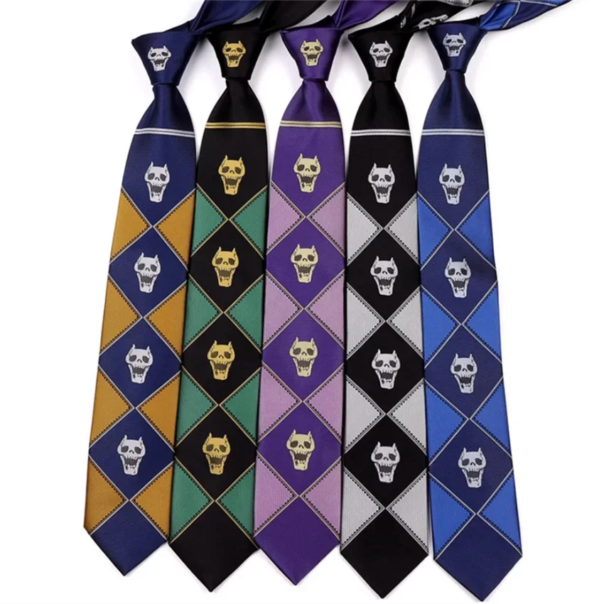 Anime JoJo Tie Kira Yoshikage Halloween Cosplay Costume Accessories KILLER QUEEN Skull Heavens Door Necktie Anime JoJo Tie Kira