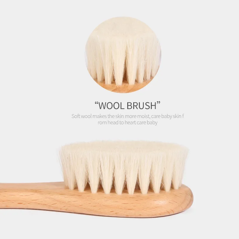 Hair Brush Comb Hair Comb Hair Comb Set Newborn Baby Natural Wooden Boys Girls Soft Wool Hair Brush Head Comb Infant Head Massager Portable Bath Brush Comb for Kids