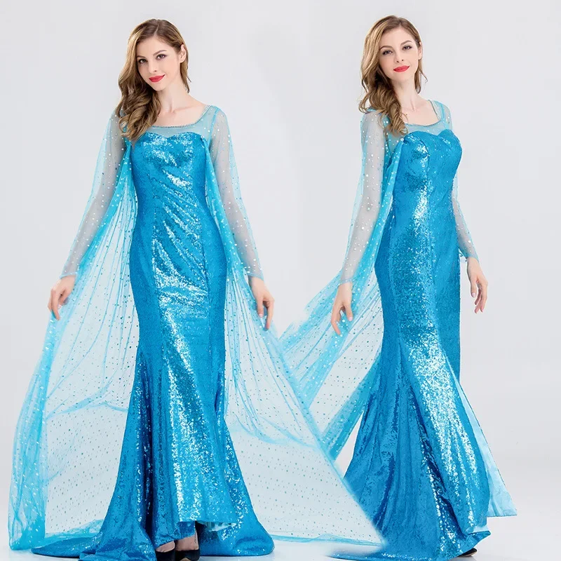 

Halloween Frozen Cosplay Princess Aisha Dress Dress Adult Role-playing Adult Table Costume Xmas Gift