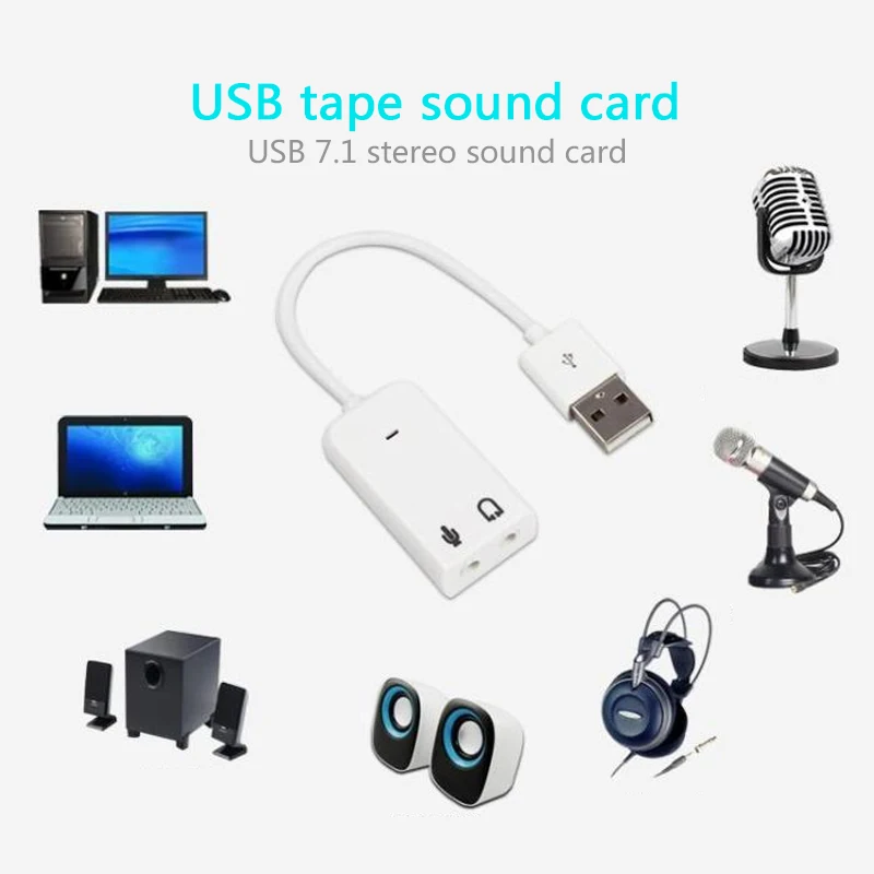 USB 사운드 카드 가상 7.1 3D 외부 USB 오디오 어댑터 USB-잭 3.5mm 이어폰 마이크 스피커 노트북 노트북 PC 용