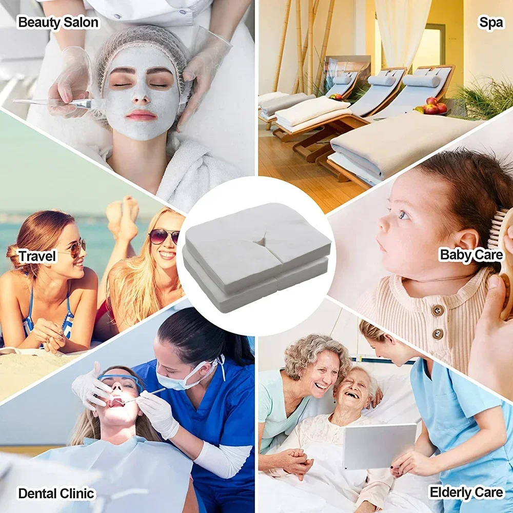 100 Stück Einweg-Massagetisch, Massagestuhl, Gesichtswiege, Abdeckungen, Spa, Massagetisch, Blätter, Kopfstützenpolster, Kissenlochabdeckung – Detail 8