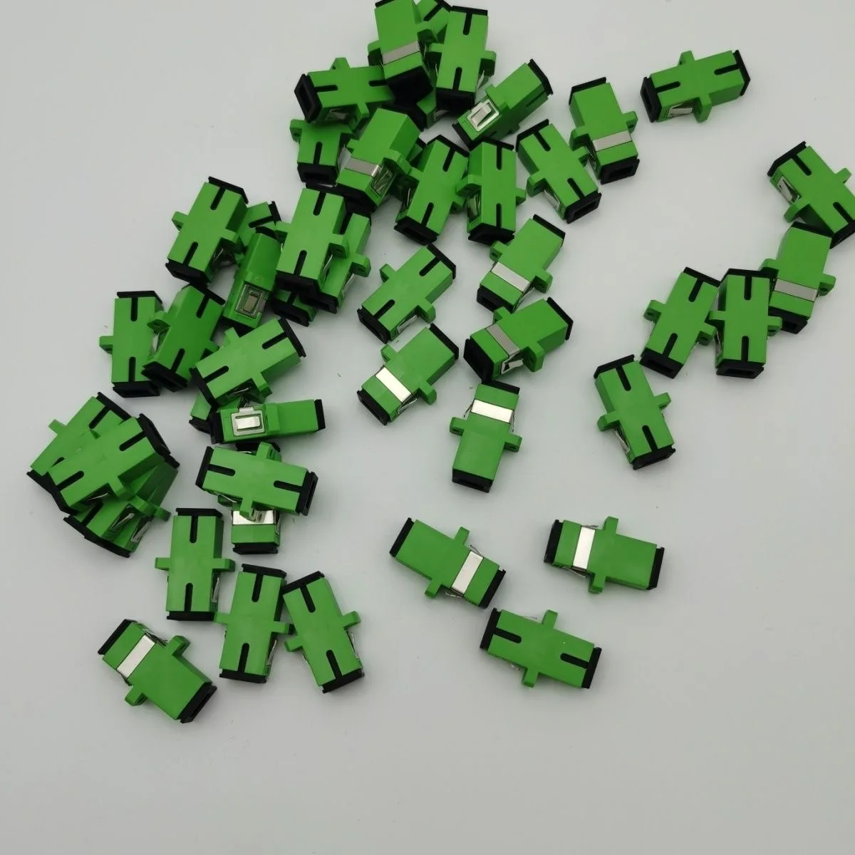 SC/APC fiber optic adapter 100pcs SM Simplex SC APC green SX plastic ...