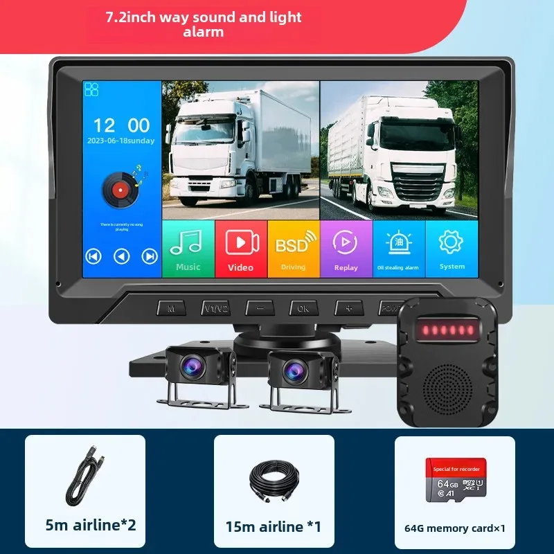 Cámara de tablero para camión con alerta de punto ciego en cuatro direcciones, 360 grados, alta definición, 4k, visión nocturna a todo color, imagen de visión trasera, dispositivo integrado