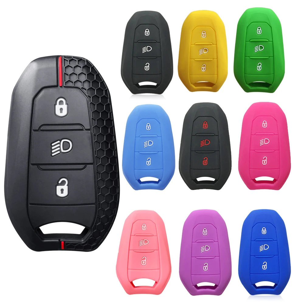 Shell Cover Holder Car Key Fob Case For Peugeot 208 DS3 5008 DS5 DS6 For Citroen C4 C5 X7 Silicone Rubber Smart Remote Key Cover for key case cover key case car key shell flip key fob shell