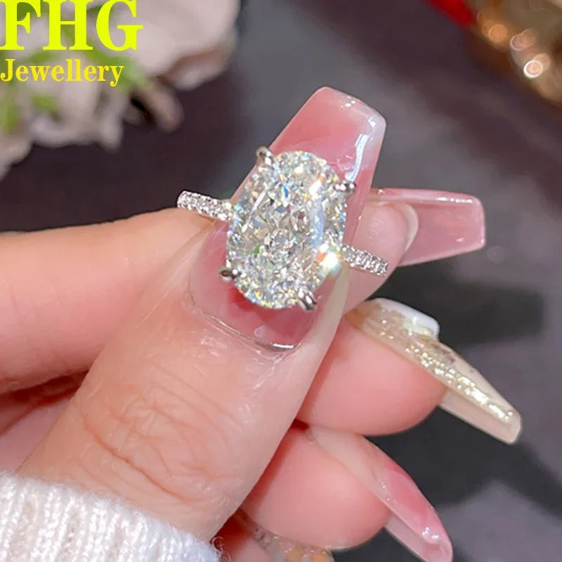 

6 7 8 9 10 Carat Au750 18K White Gold Ring Oval DVVS1 Moissnite Diamond Ring Wedding Party Engagement Anniversary Trendy Gift