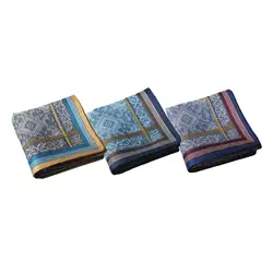 3Pcs Pocket Square Hankies Gift Cotton Mens Handkerchief for Birthday Gents
