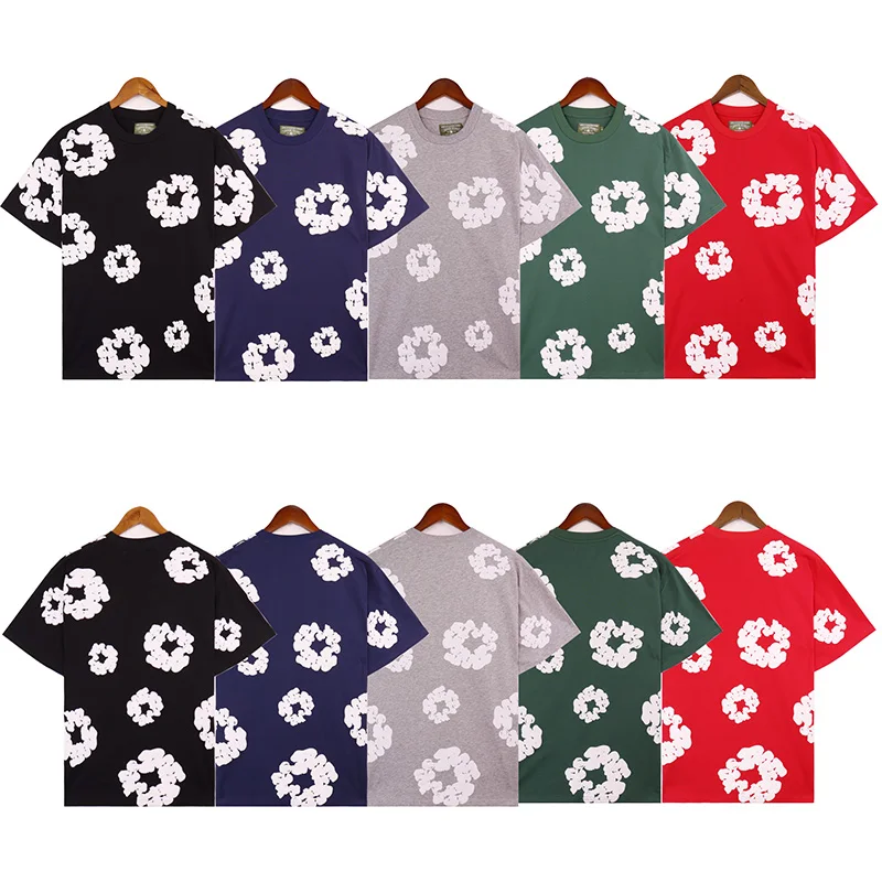 

Футболка Мужская/Женская джинсовая в американском стиле, дышащий Топ оверсайз с коротким рукавом и слезами, уличная одежда