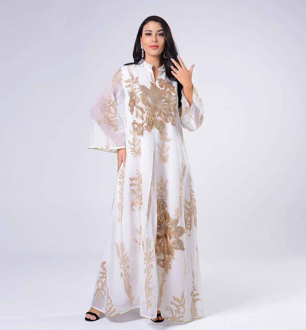 Morocco Ethnic Long Robe Women Embroidery Muslim Dubai Party Abaya Kaftan Turkish Casual Dress Fashion Vestidos Modesty Clothing