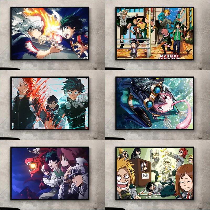 

My Hero Anime Manga Canvas Painting Printed Art Posters As Art Decoration on The Wall of Home Children's Bedroom Without Frame