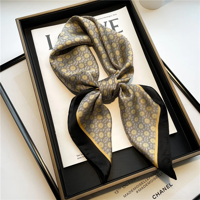 Plaid Silk Square Scarf Women Satin Shawl Wrap Hijab Female Hair Band  Wrist Luxury Headkerchief 70*70cm Echarpe 2022 Bandana FJ508-2