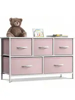 Sorbus Dresser with 5 Drawers - Storage Chest Organizer Unit with Steel Frame Wood Top Easy Pull Fabric Bins - Long Wide 1