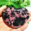 Natural Stone Pink Beautiful Rosestone Heart Witch Meditation Spirit Exorcism Healing Crystal Room Ornament 5