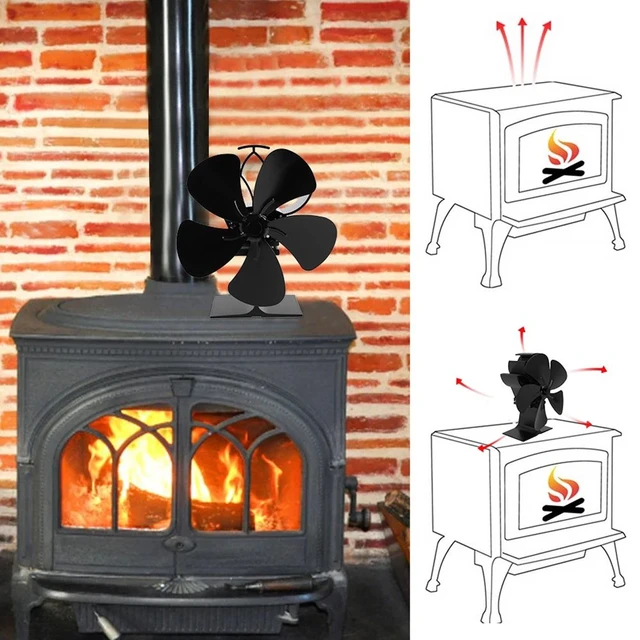 5 Blades Black Fan Replacement Power Saving Eco for Heat Powered Log Burner  Wood Stove Fan Fireplace Fan - AliExpress