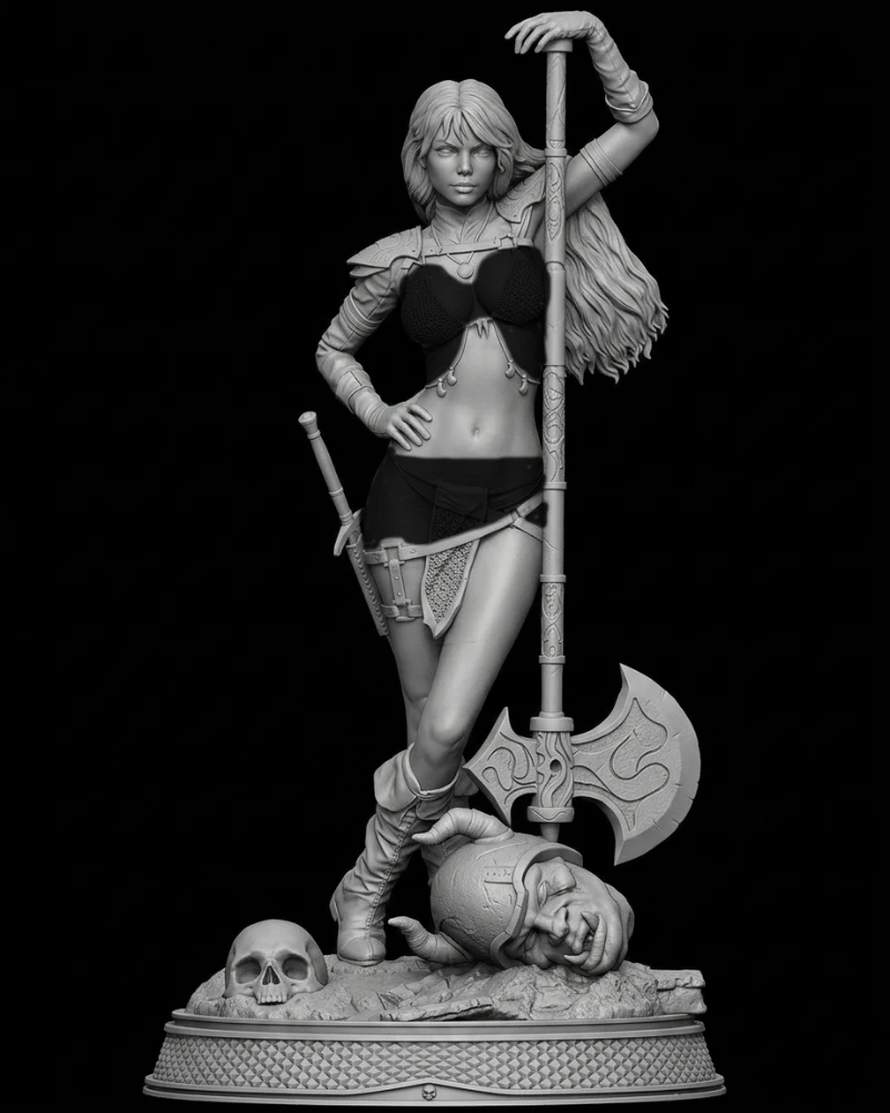1/24 Scale DieCast Resin Figure Model Kit Female Swordsman Diorama Unassembled Unpainted