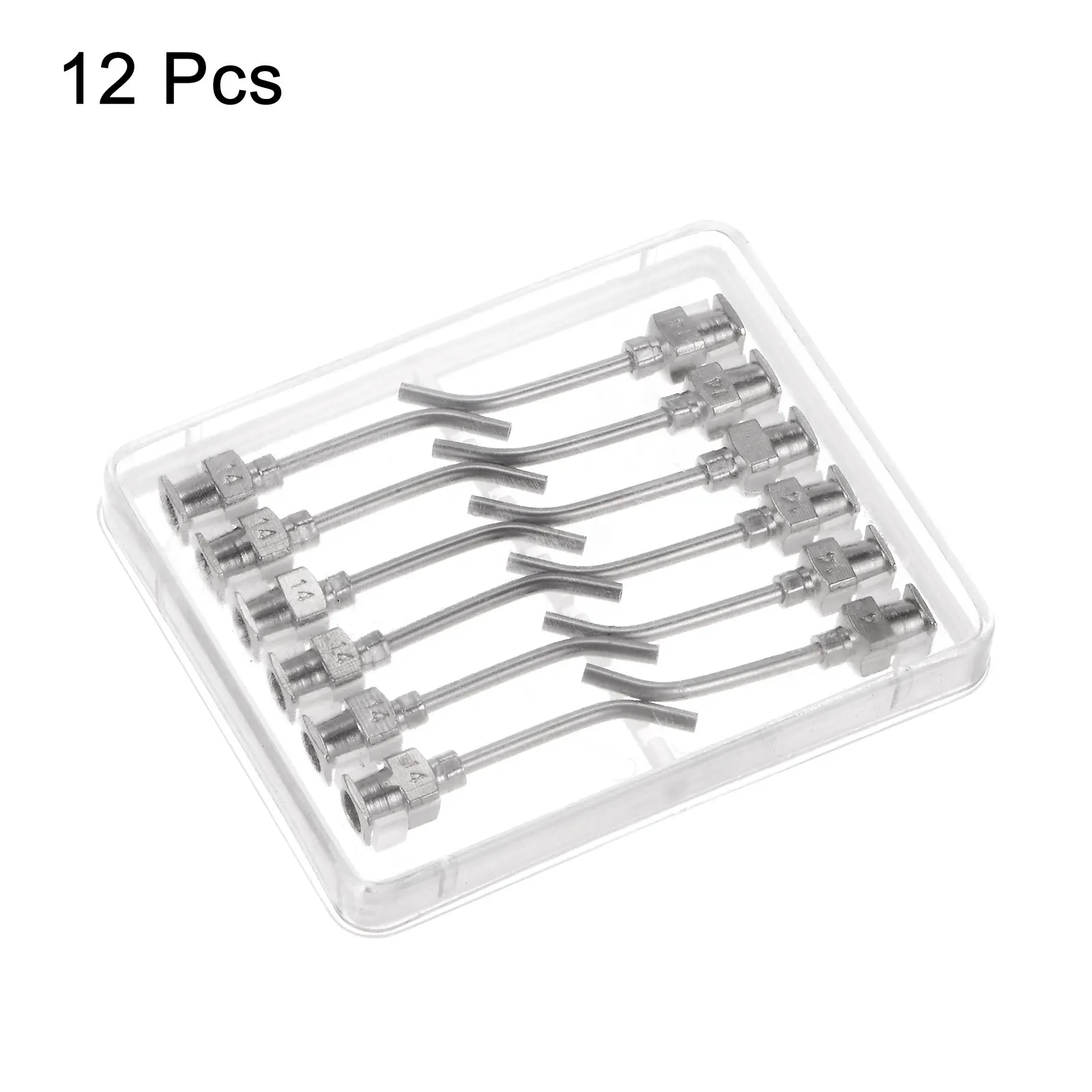 12pcs Dispensing Needles 14G 15G 16G 17G 18G 19G 20G 22G 24G 25G 26G 28G 30G 32G 34G 1" Blunt Tip Bent Needles with Luer Lock