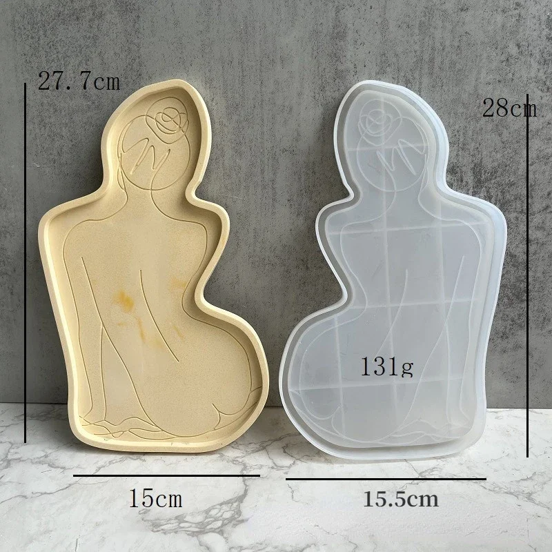 Women Model Plate Storage Tray Epoxy Resin Mold DIY Girl Body Dish Tray Silicone Mold Coaster Dish Plaster Cement Mould silicone mold