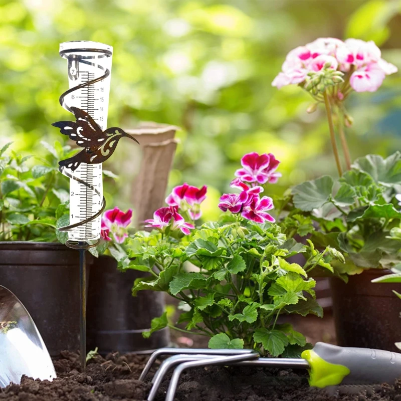 Rain Gauge Outdoor Rain Gauges Rainwater Collector with Glass Tube for Home Garden Yard Patio Decoration 17.72''