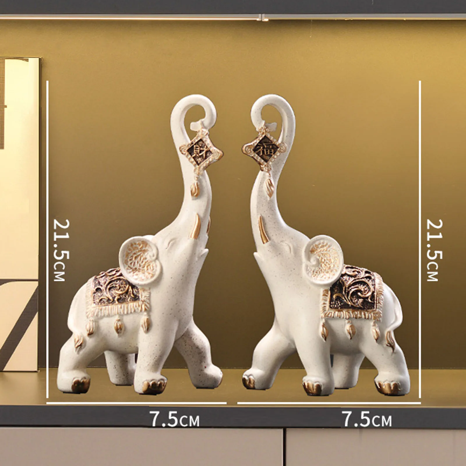 2Pcs Nordic Style Resin Elephant Statues Animal Sculpture Ornaments for Home Office Decoration Dorm Desktop Decor Birthday Gift