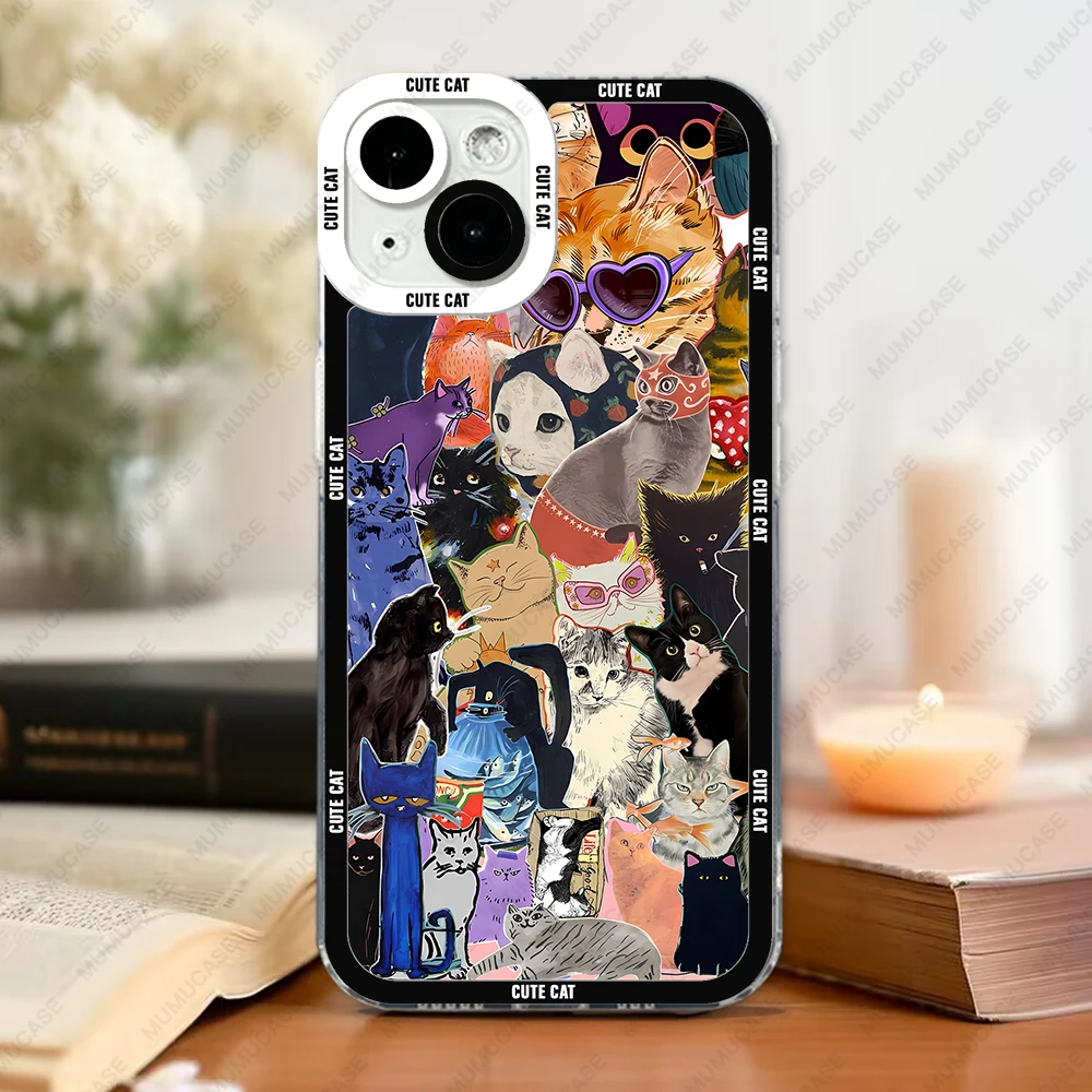 Cute and Funny Cat Collage Phone Case - Soft Cover