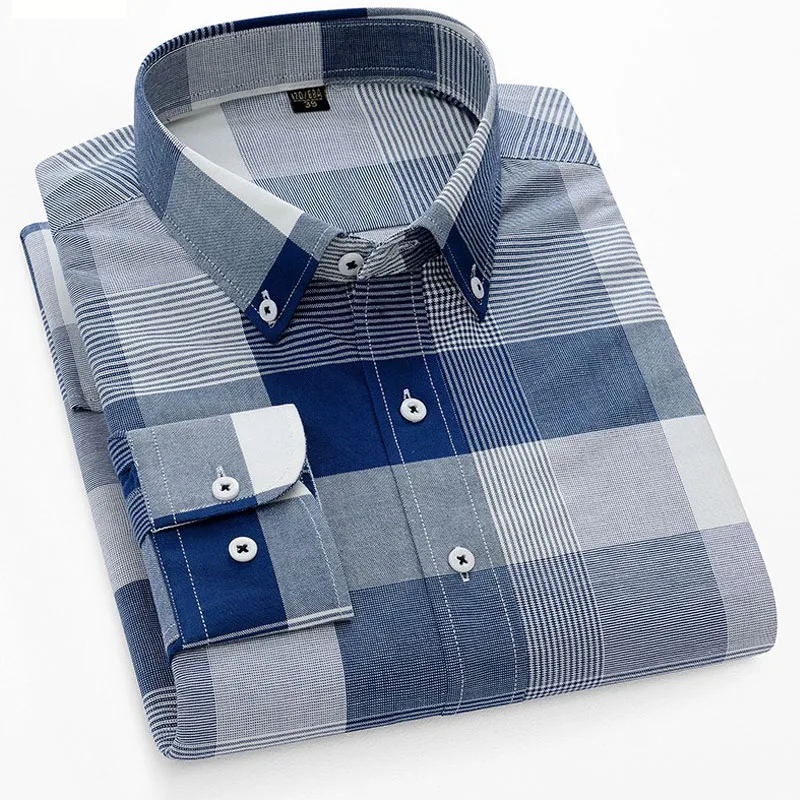 

100% Cotton Oxford Elegant Luxury Original Men's Social Shirts Summer Clothes 2023 Long Sleeves Casual Business Formal Clothing