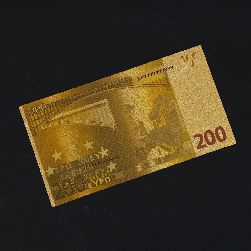 Euro banknote ornament 7Single Pack Euro Banknotes Gold Foil Paper Currency Craft Collection Series Euro Collectible Commemorative Ornament