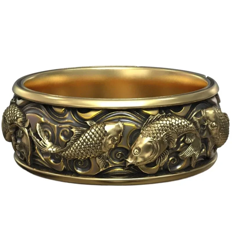 10.5g Carp Koi Fish Japanese Traditional Ornament Band Gold Ring  Customized 925 Solid Sterling Silver Ring Many Sizes 7-13 комбинезон silver fish