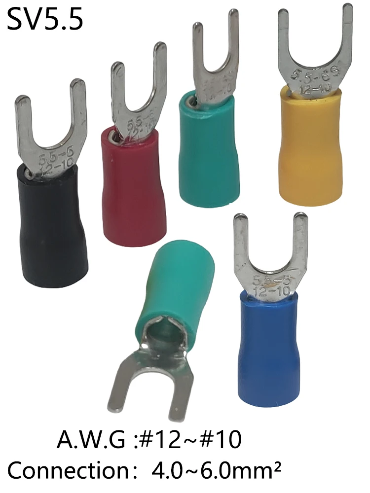 Description Picture 4 of itemInsulated Cable Lug, SV5.5-4, 5, 6, Terminal End Block, Crimping, G.#12-10, 4.0-6.0mm ², 10Pcs