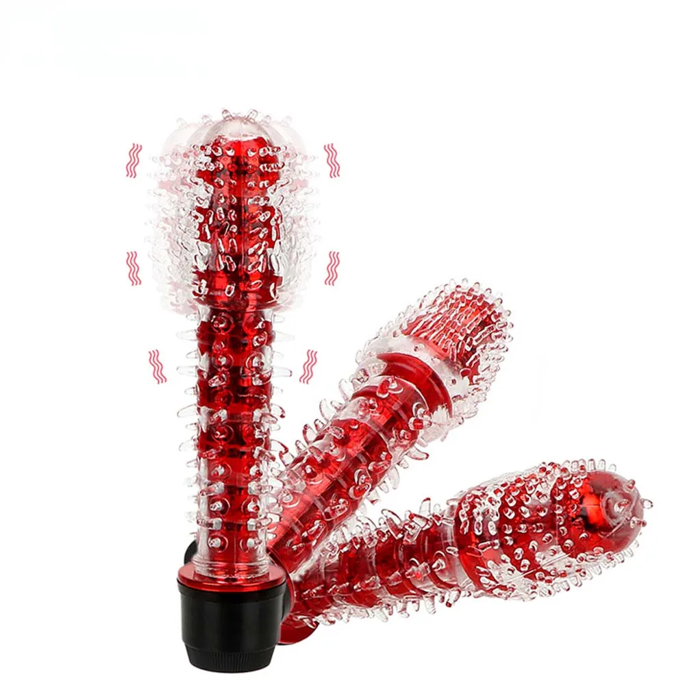 Sex Toys G Spot Stimulator Vibrator for Women Realistic Jelly Vibrating Dildo Thorn Dragon Beard Small Bald Vibrator Wand Adult Toys