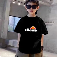 T-shirt à col rond + short pour enfants, ensemble de sport décontracté à manches courtes pour garçons et filles de 3 à 12 ans, noir, imprimé de marque à la mode 5