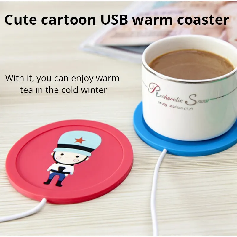 Cartoon Silicone USB Charging Heating Coaster Stool Pad Anti Wet