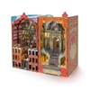 DIY Book Nook Wooden Miniature Model Kit Railway Cathedral Bookend Assembled 3D Puzzle Bookshelf Home Decor Friends Gifts 2