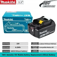 Batterie Makita 18V 6,0Ah, batterie lithium-ion rechargeable d'origine, batterie de remplacement 18V 6000mAh BL1860 BL1850 BL1860B 1