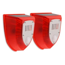 Solar - Powered Outdoor Motion Sensor Alarm with 129dB Siren and Weatherproof Design for Enhanced Home Security (2pcs)