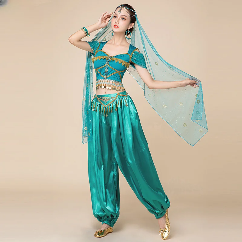 Belly Dancing Costume Aladdin Genie Jasmine Princess Outfit for