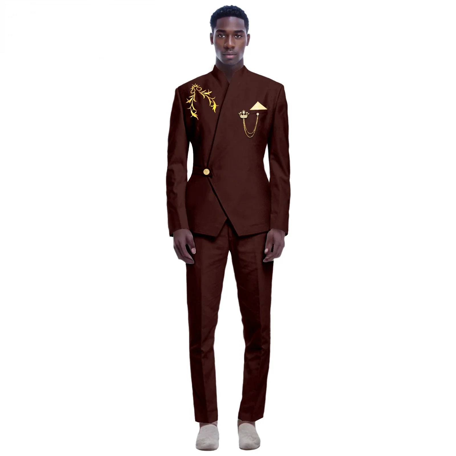 thumbnail image 1 of Nuevos trajes amarillos para hombre, último diseño, solapa, un botón, informal, ajustado, traje para hombre, negocios, boda, novio, elegante, 2 piezas, chaqueta, pantalones, 1 of 5