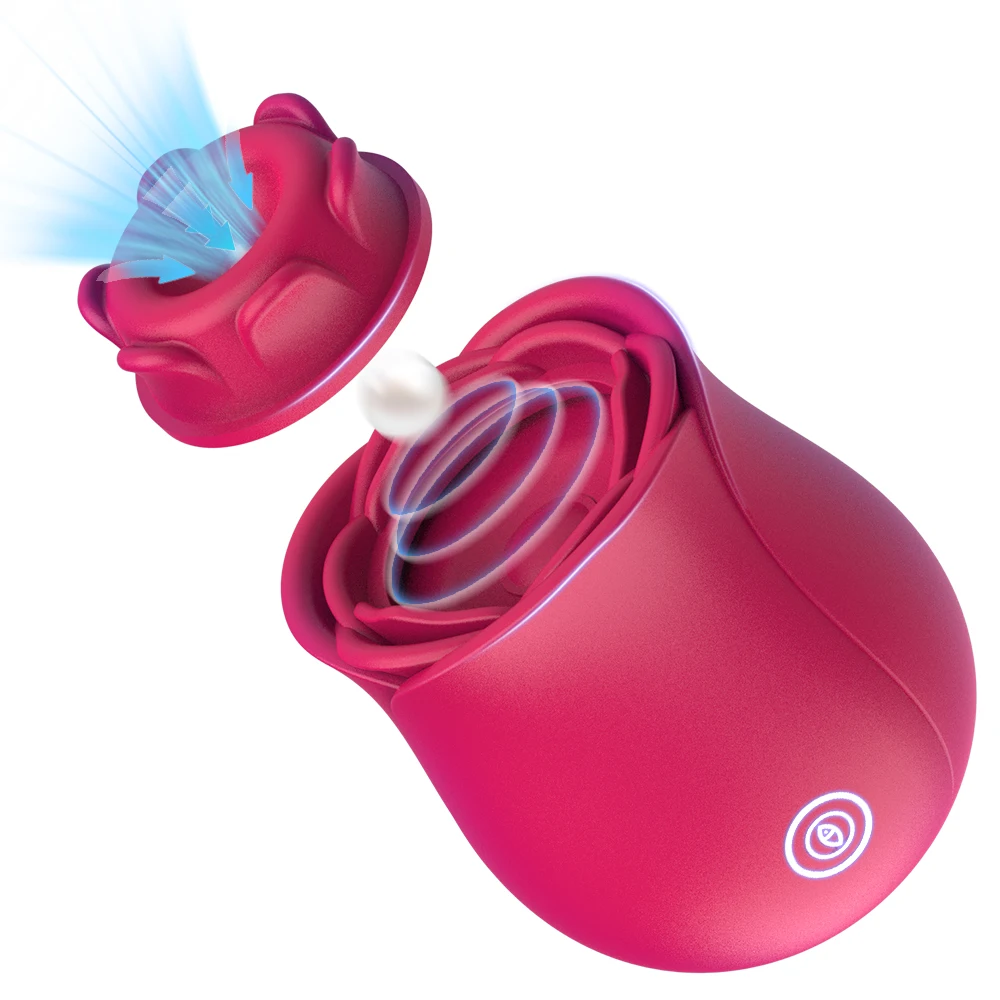 Rose Flower 2 In 1 Detachable Vibrator Sucking Beating Nipple Clitoral Stimulator Powerful G-spot Vaginal Vibrator Sex Toys