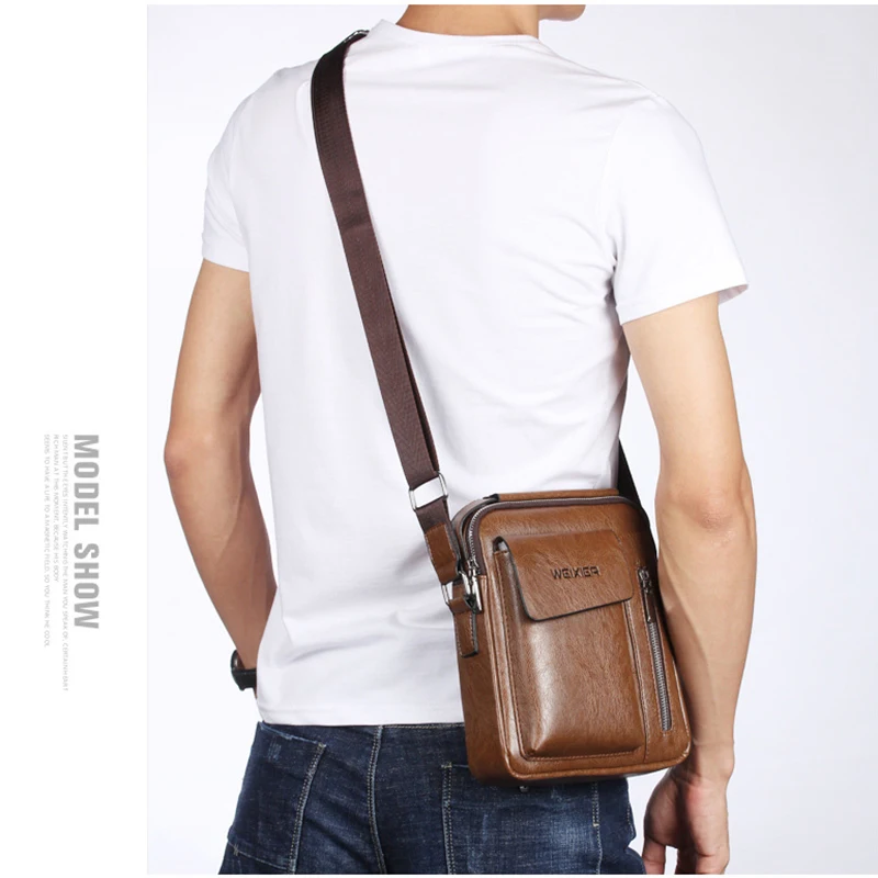 Men'S Shoulder Bag Briefcase Purse PU Leather Square Messenger Handbags Cross Business Designer Crossbody Tote Side Bag For Men