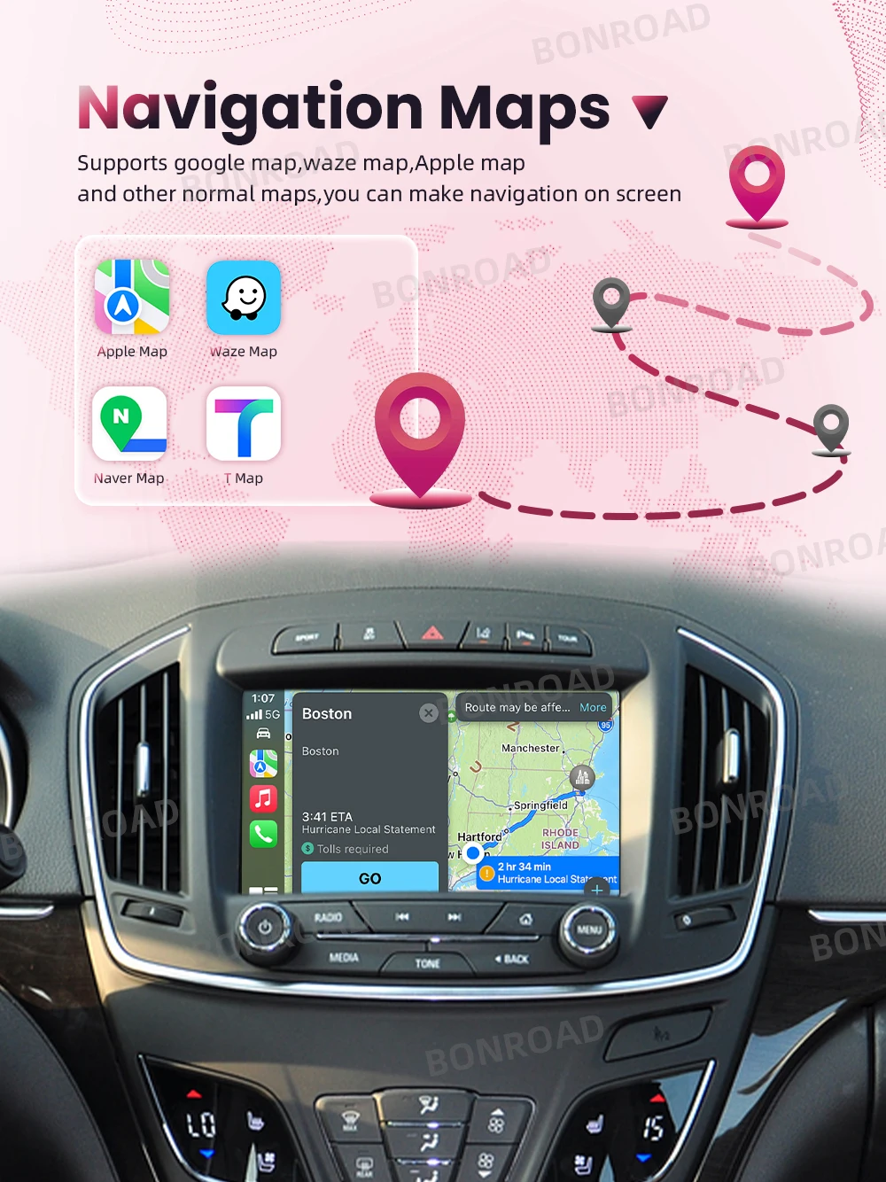 BONROAD Drahtloses CarPlay-Schnittstellenmodul für Buick Regal Opel Insignia 2013–2017 mit Android Auto Bluetooth Airplay-Adapter – Detail 8