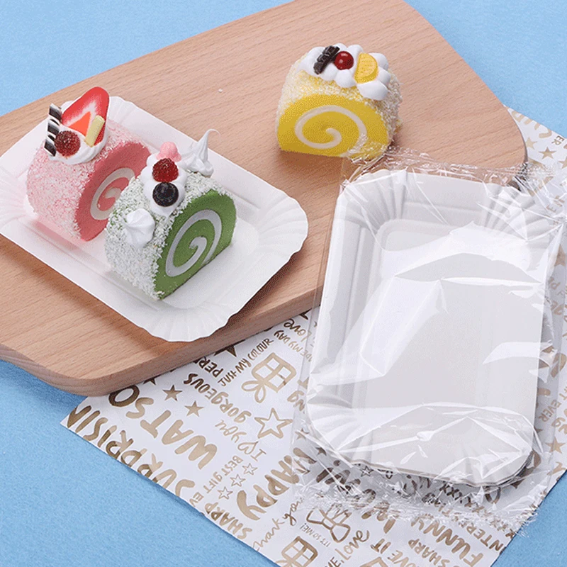 Rectangle round disposable dessert cake plate wedding party environmental protection paper plate tableware