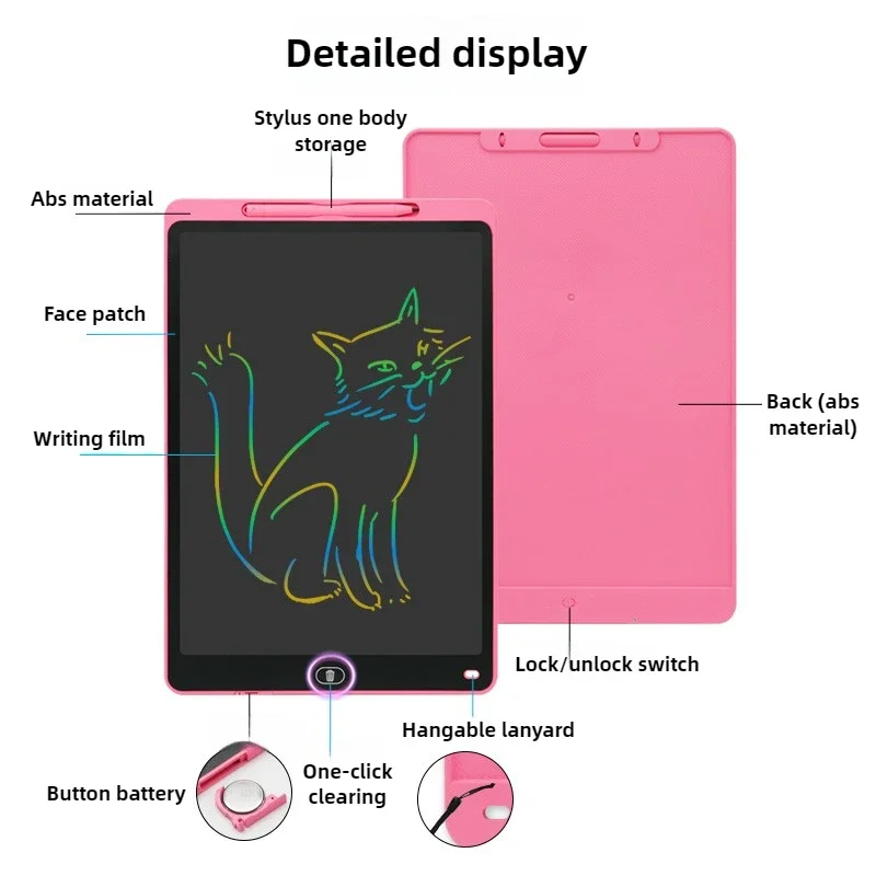Tavoletta LCD da 16/20 Pollici per Scrittura, Tablet Magico Ecologico per Bambini, Giocattolo Cancellabile e Riutilizzabile con Stilo, Regalo Sostenibile - immagine 4