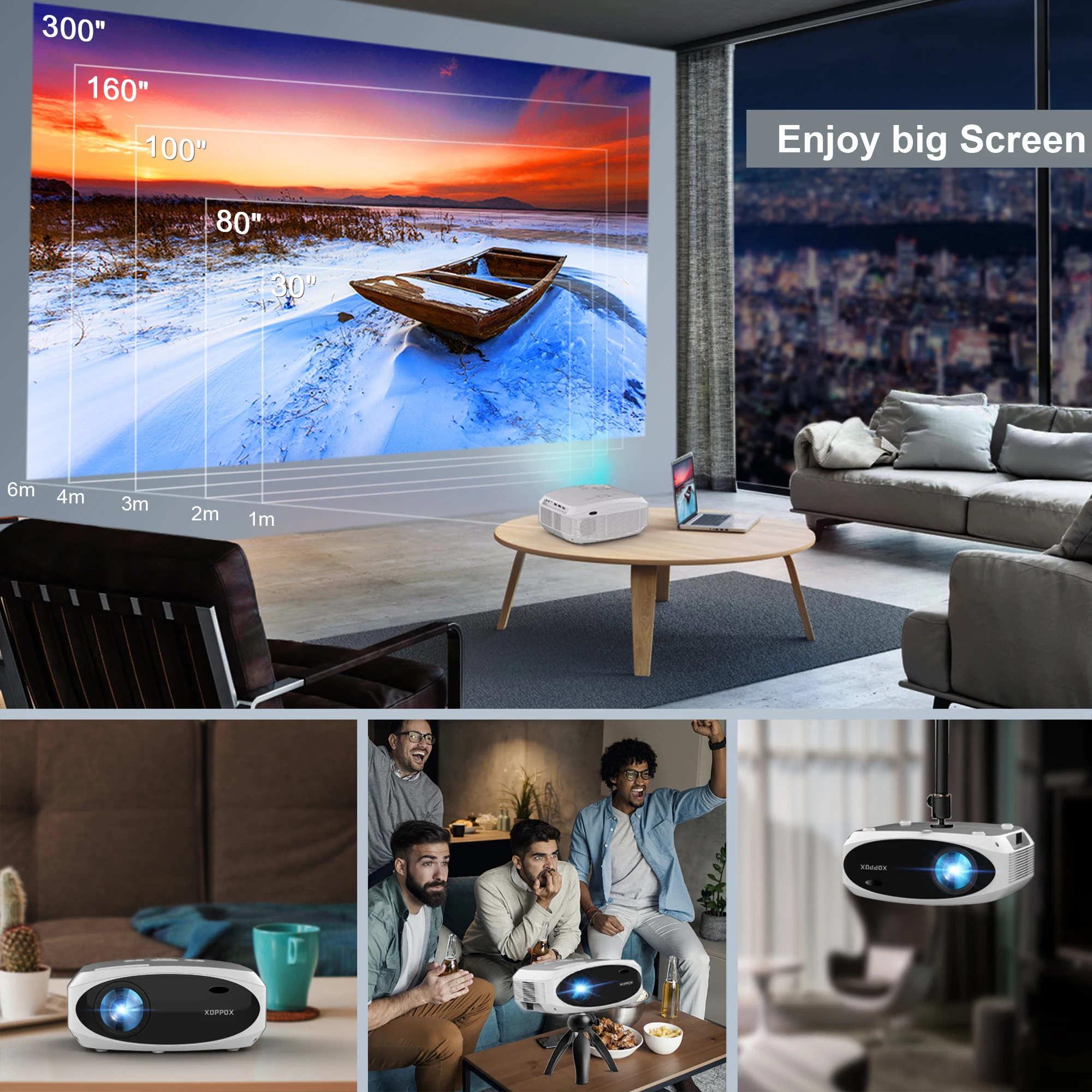 30000LM Portable 4K Projector 5G Fast Wifi BT5 Home Cinema Beamer Wired Wireless Connect 1080p Native Projector with TV Sticks