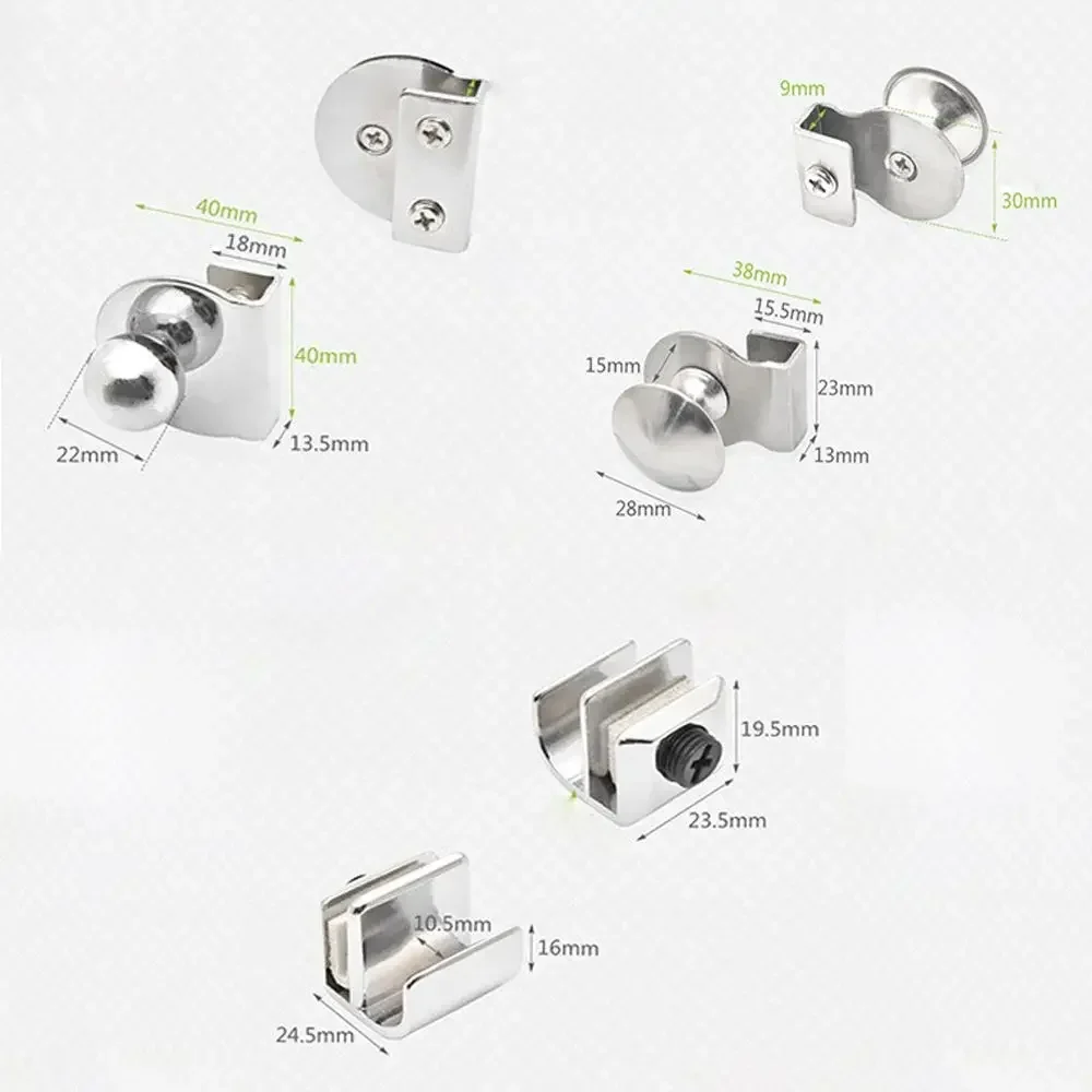 Stainless Steel Glass Door Handle Cabinet Clip Support