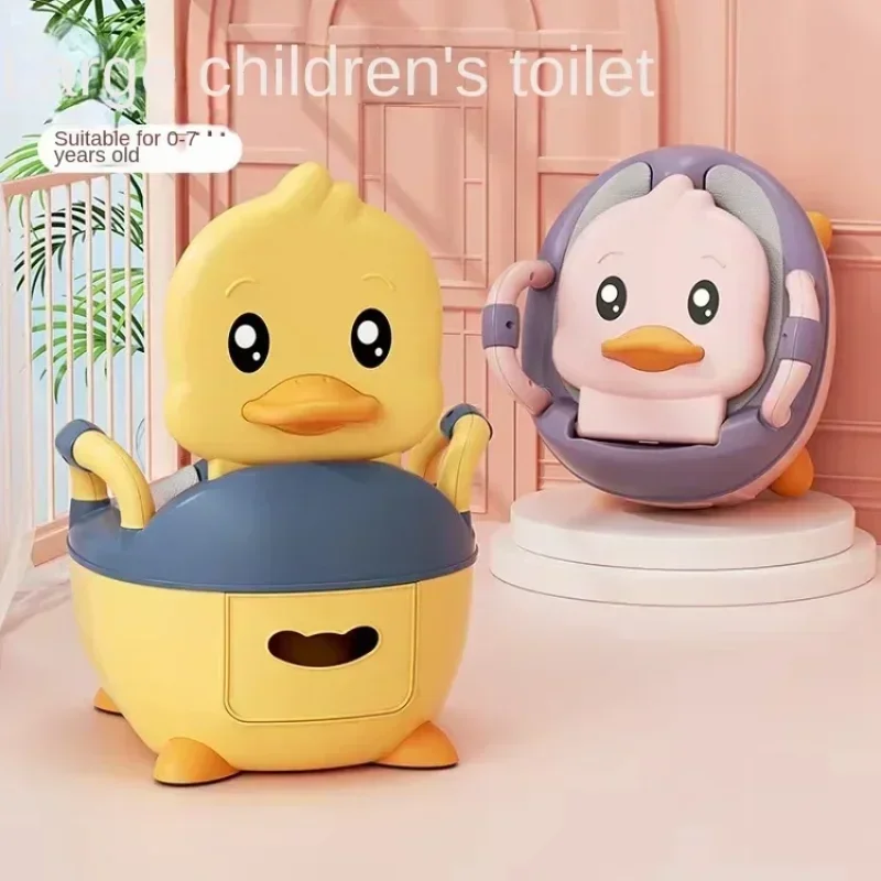 Baby Potty Training Seat Cartoon Duck Type Soft Hard Cushion Clamshell Armrest Waist Guard Toilet Urinal Baby Toilet Supplies 4