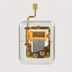 Caja de música transparente con manivela chapada en oro de 24K, Mini caja de música, artesanía creativa, regalo de cumpleaños