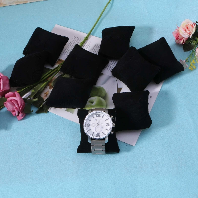 Scb1952fc731748d8985d4bb9908f8b1fU 10Pcs PU Leather /Velvet Bracelet Pillows Watch Pillow Bangle Cushions Wrist Chain Cushion Pillows for Jewelry Displays
